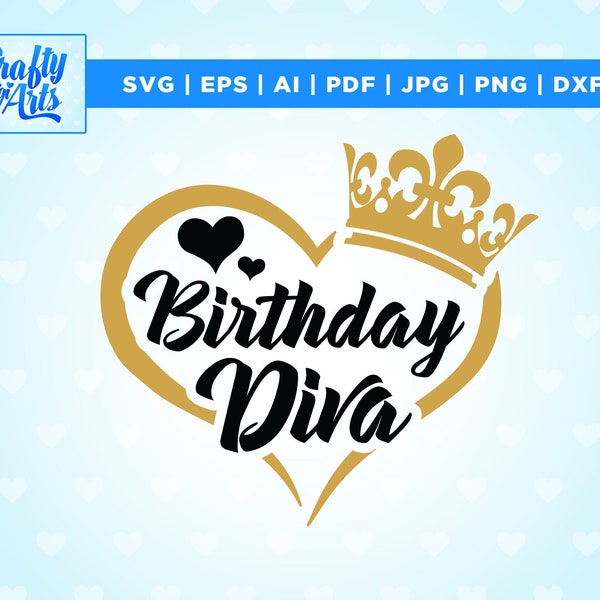 Birthday Diva SVG, Birthday Queen Svg, Happy Birthday Svg, Cricut, Png, Svg, sublimation, Birthday Diva T-Shirt Svg, It's My Birthday Svg