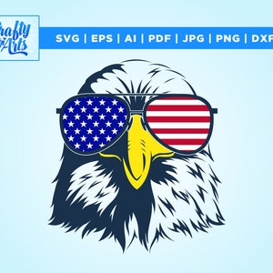 Patriotic Bald Eagle with Sunglasses, 4th July svg, American Eagle, Patriotic Bald Eagle, Patriotic 4th July SVG, Independence Day, Cricut,