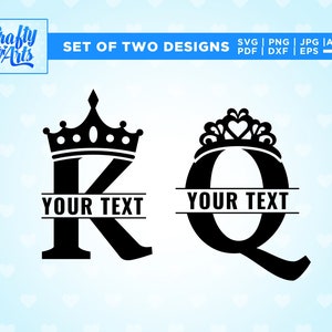 Rey y Reina Svg, Rey de su Svg, Reina de él Svg, Rey Reina Svg, Camisa de Parejas Svg, monograma, cricut, descarga instantánea, SVG, png