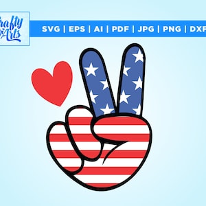 Patriotic Peace Hand Sign, Svg, PNG Sublimation Design, American Flag Veterans, Independence Day, Digital Download, 4th Fourth July, Cricut,