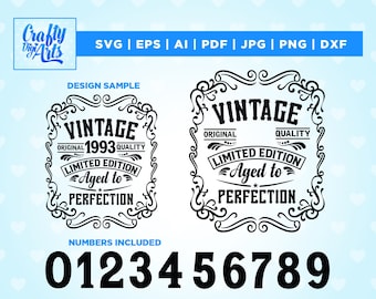 Birthday Vintage Svg, Aged to perfection svg, Instant Download, Cut File, Cricut, Png, Svg, sublimation, Limited edition Svg, Birthday