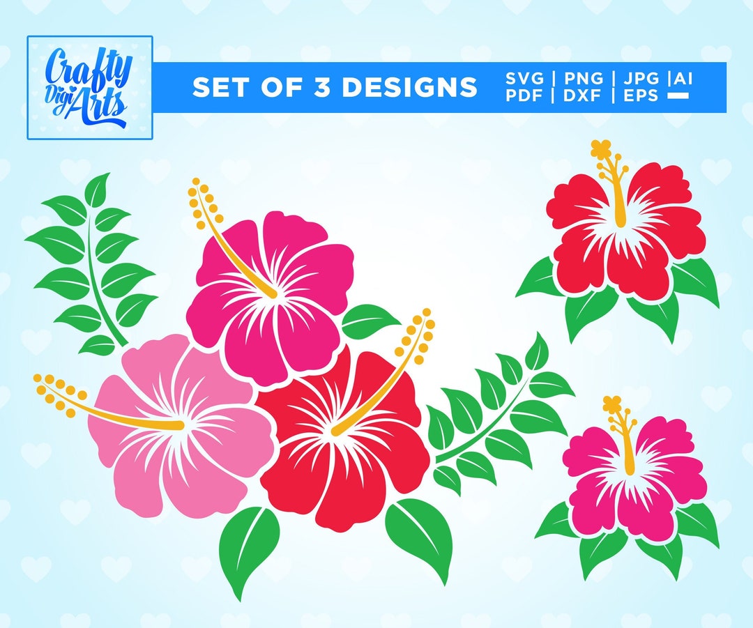 Hibiscus Flower Svg, Hibiscus SVG, Hawaiian Flower, Tropical, DXF, Cut