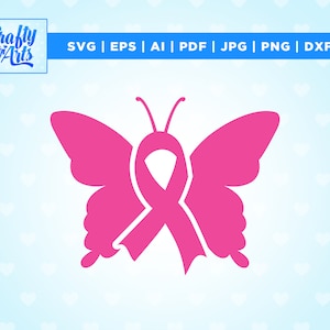 Butterfly Cancer Ribbon svg, Breast Cancer svg, Fight Cancer svg, cricut, cut file, Png, Cancer Awareness svg, Cancer Survivor svg, Svg