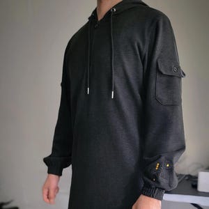 JUBADOR 2-Piece Men’s Winter Set: Double-Layered Ultra Soft - Prayer/Home Outfit – Arabic Embroidery - Islamic Hooded Tunic Trouser - Kurta