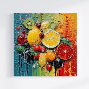 Fruits, art abstrait, cuisine colorée, design moderne, impression d&#39;art mural, photo