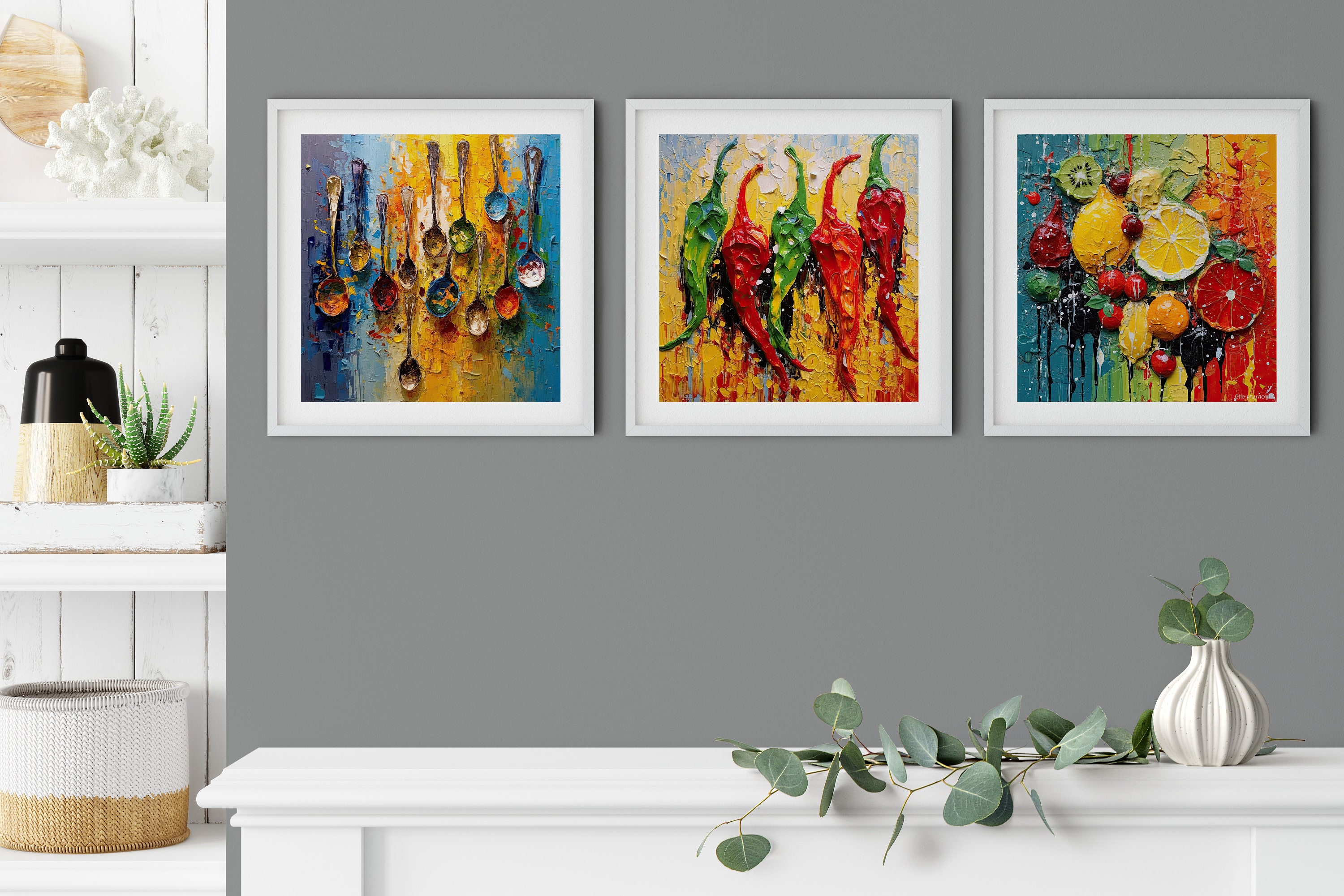 Fruit Abstract Art Colourful Kitchen Modern Design Decor Print Wall Art ...
