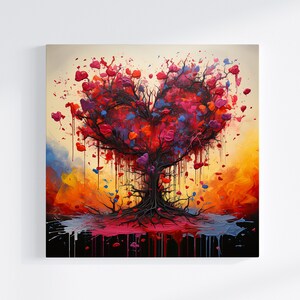 Tree of Love Hearts Print, Modern Abstract Art Lovers Gift, Valentines Day Gift Art, Wall Art Poster