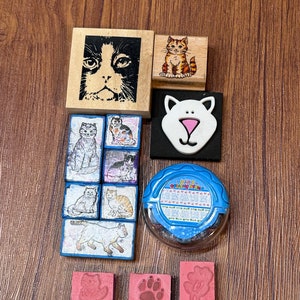 Cat kitty rubber stamps 13 pcs