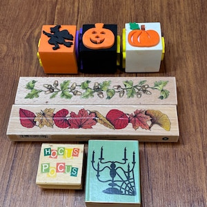 Halloween fall thanksgiving rubber stamps border stamps