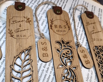 personalized bookmark wedding favors, wood engraved bookmark, bulk custom bookmarks, Engraved Wooden Wedding Favor Bookmark, Bookmark favors