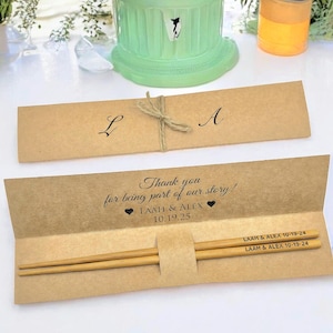 Personalized Engraved Chopsticks - Custom Wedding Favors for Guests - Bamboo Save the Date Chopsticks with Names - Bulk Wedding Gifts