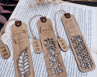 personalized bookmark wedding favors, wood engraved bookmark, bulk custom bookmarks, Engraved Wooden Wedding Favor Bookmark, Bookmark favors