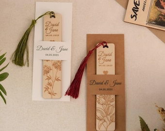 Personalized Wooden Bookmarks with Tassel, Engraved Bookmark, Birthday Gifts for Reader, Gift for Her, Wedding Invitation