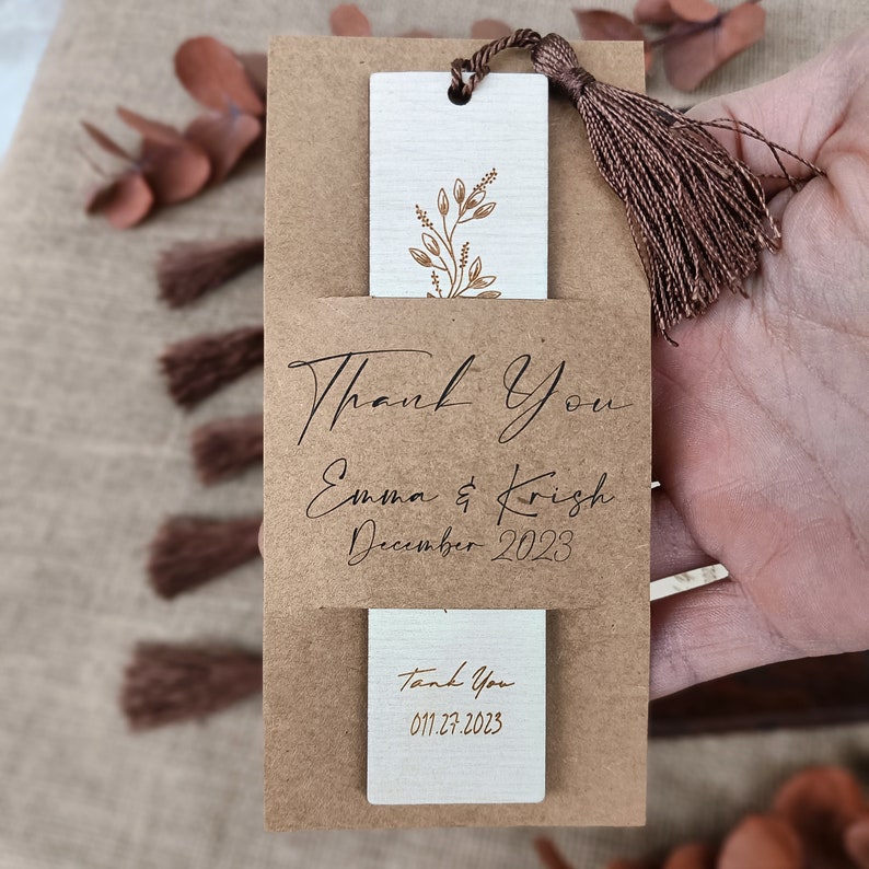 Engraved Wooden Bookmark With Customizable Envelope Tassel Unique Gifts