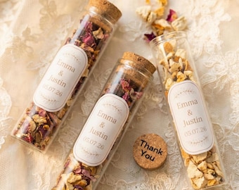 Personalized Wedding Tea Favors, Glass Tube Wedding Guest Gift, Custom Herbal Tea Favor, Bridesmaid Favor, Bridal Shower Gift