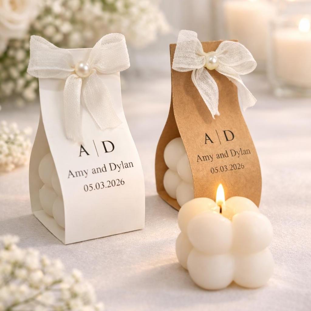 Personalized Wedding Favor Candle, Custom Bubble Candle Gift Box ...