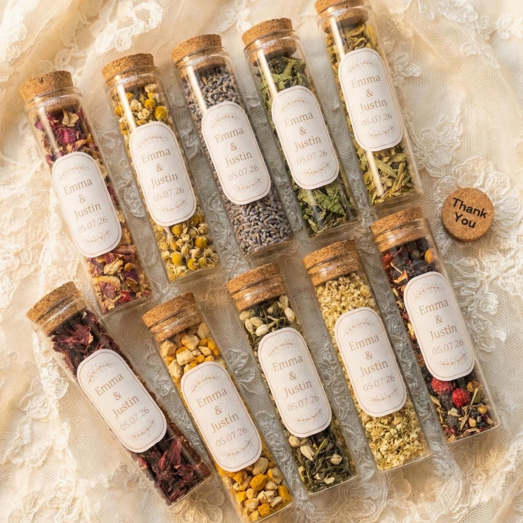Personalized Wedding Tea Favors for Guests | Herbal Loose Leaf Tea Jars ...