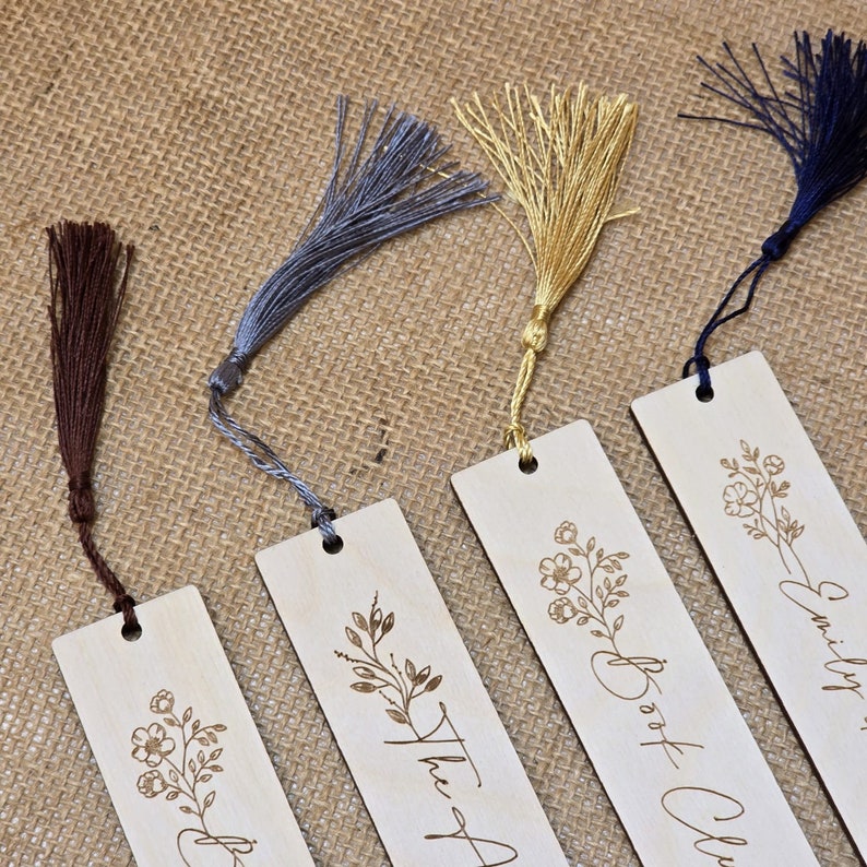 20 PCS Personalized Wooden Bookmarks With Tassel, Engraved Bookmark ...