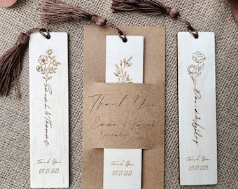 30 PCS Marcadores de madera personalizados con borla, marcador grabado, regalos de cumpleaños para lector, regalo para ella, invitación de boda