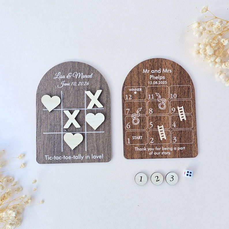 Rustikale Hochzeitsspiele: Tic Tac Toe, Ring Toss, Schlangen & Leitern Bild 2