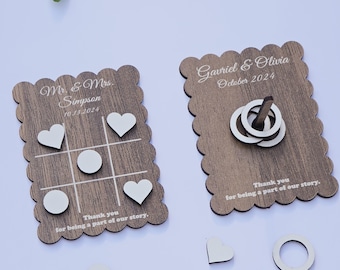 Personalized Wooden Tic-Tac-Toe and Ring Toss Games – Custom Wedding Favors and Elegant Party Table Decor to Entertain Guests