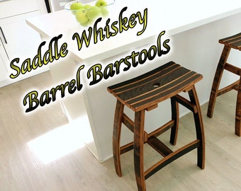 Saddle Whiskey Barrel Barstools