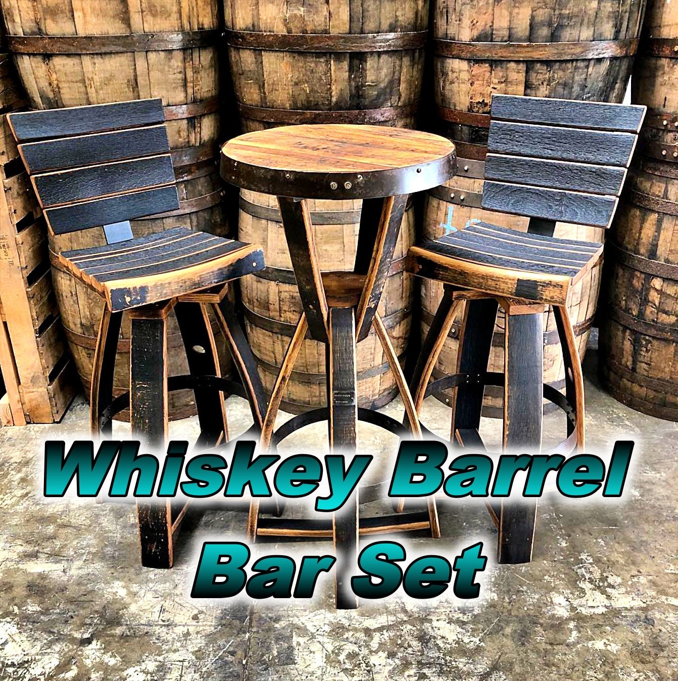 Whiskey Barrel Table and Chairs Etsy