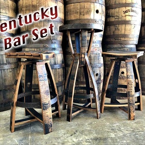 Whiskey Barrel Bar Set