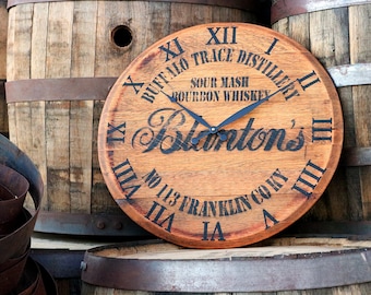 Bourbon Barrel Head Clock: Handcrafted Rustic Home Bar Decor