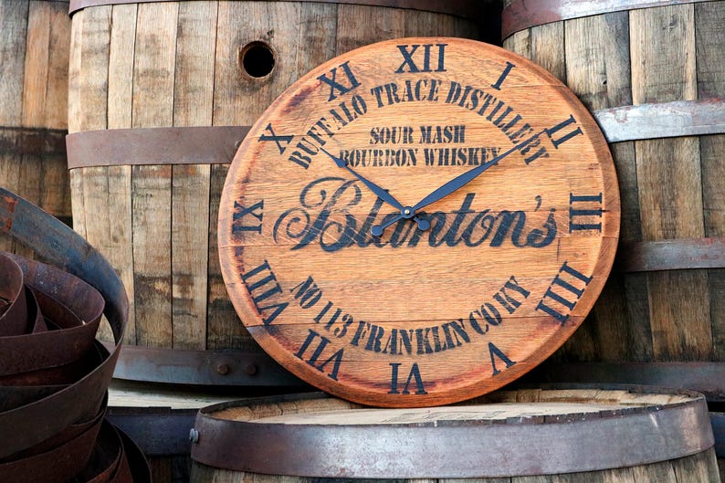 Distillery Clock Bourbon Barrel Head Clock: Handcrafted Rustic Home Bar Decor - Etsy