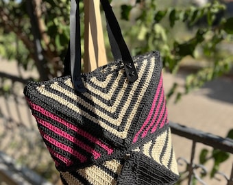 Handmade Crochet Shoulder Bag: Cotton Tote Handbag, Summer Style