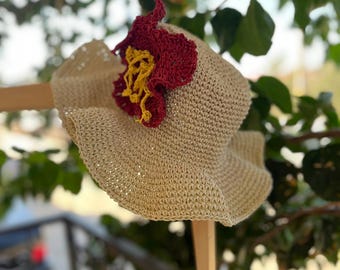 Cappello da spiaggia in paglia a tesa larga: protezione solare estiva, regalo da viaggio
