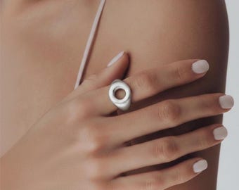 Antique Silver Donut Ring: Distressed Vintage Style Jewelry