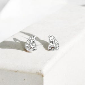 Textured Silver Statement Earrings - Abstract Modern Earrings - Sculptural Handmade Silver Jewelry - Gift for Her