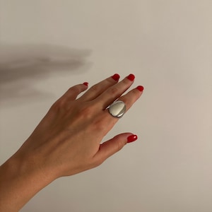 Sterling Silver Signet Ring - Modern Silver Ring - Unisex Minimalist Jewelry - Unique Handmade Ring - Silver Statement Ring - Gift for Her