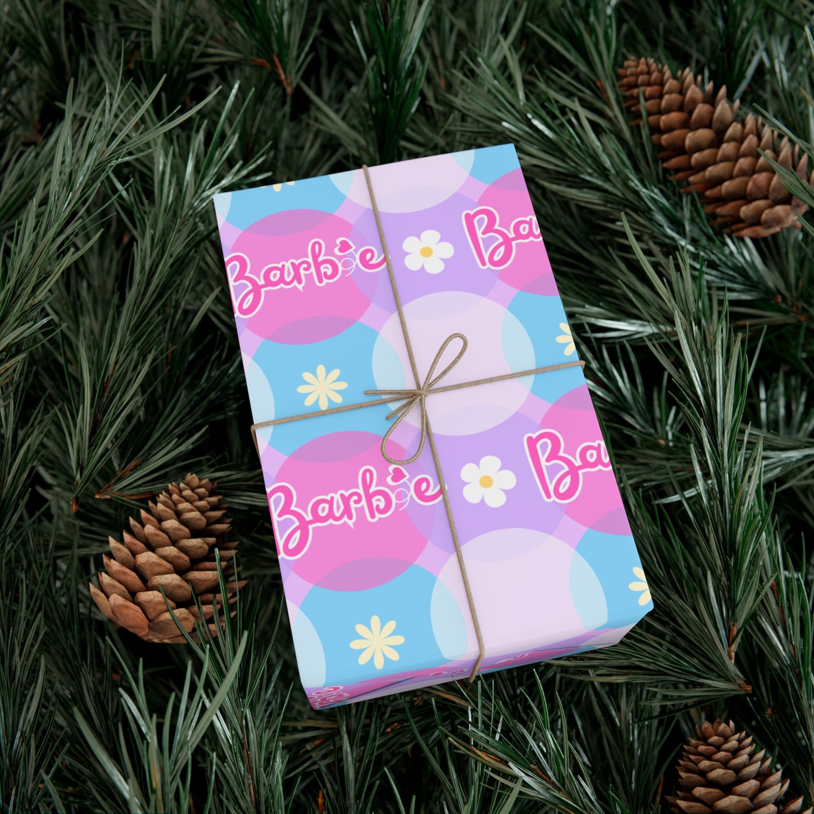 Barbie Themed Wrapping Paper Cute Gift Wrapping Flower Power Wrap Paper Kids Gift Wrapping
