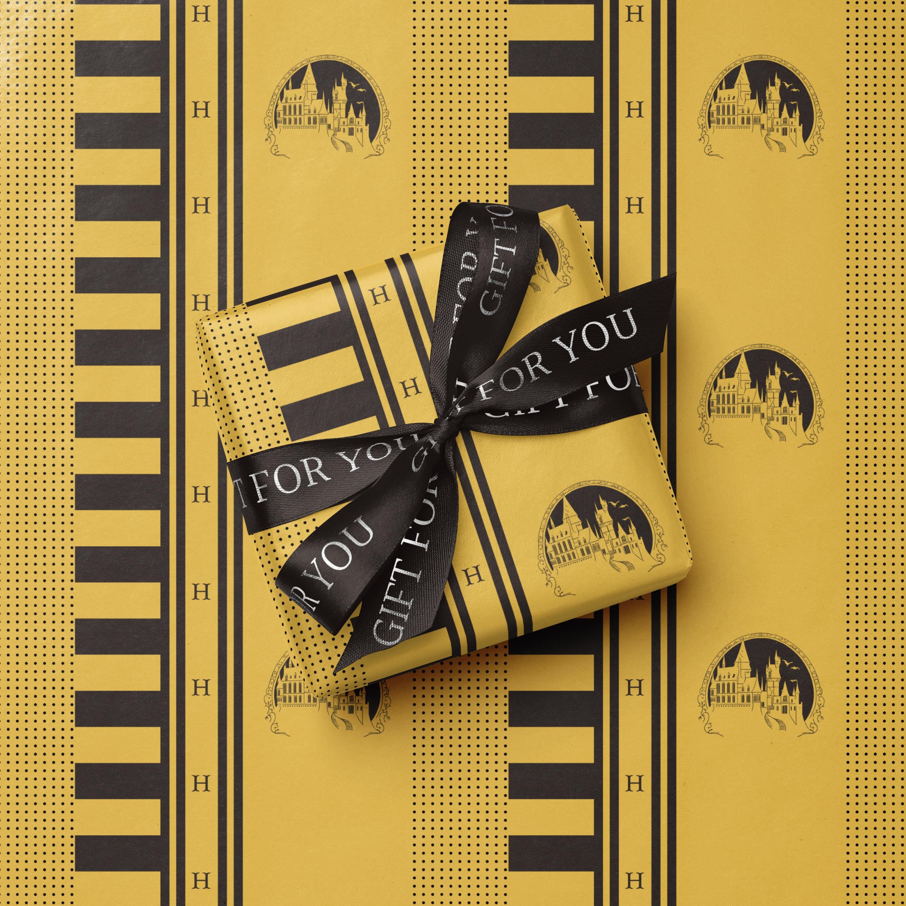 Hufflepuff inspired wrapping paper Magic World gift wrapping paper Wizards wrapping paper Hogwarts house gift wrapping paper