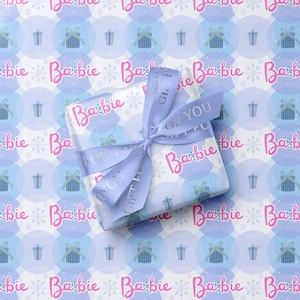 Barbie Winter Theme wrapping paper Barbie Holiday gift wrap Barbie Xmas gift wrapping Snow wrapping paper Children gift wrap Cute gift wrap