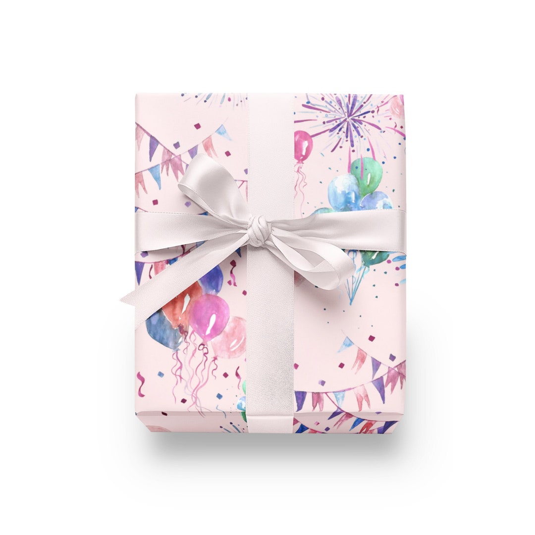 Balloon Wrapping Paper Fireworks Gift Wrap Birthday Wrapping Paper ...
