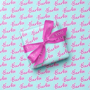 Barbie theme wrapping paper Cute gift wrapping Girly wrapping paper Stars wrapping paper Kids gift wrapping Fun gift wrap Blue wrap paper