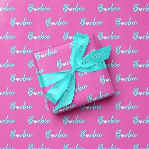 Barbie themed wrapping paper Hot Pink Gift Wrap Paper Girly wrapping paper Cute gift wrap Birthday wrapping paper Kids wrapping paper