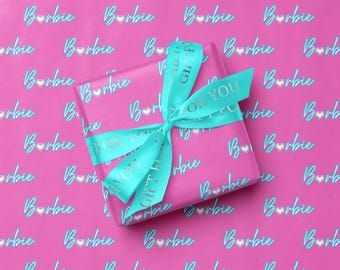 Barbie themed wrapping paper Hot Pink Gift Wrap Paper Girly wrapping paper Cute gift wrap Birthday wrapping paper Kids wrapping paper