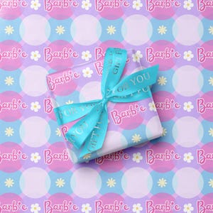 Barbie Themed wrapping paper Cute gift wrapping Flower power wrap paper Kids gift wrapping Barbie Gift Wrap Papers Pastel wrapping paper