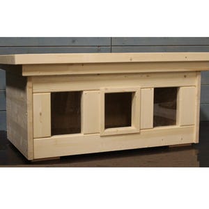 Casa para gatos, casa para gatos XL con 2 ventanas, suelo, paredes y techo totalmente aislados, exterior