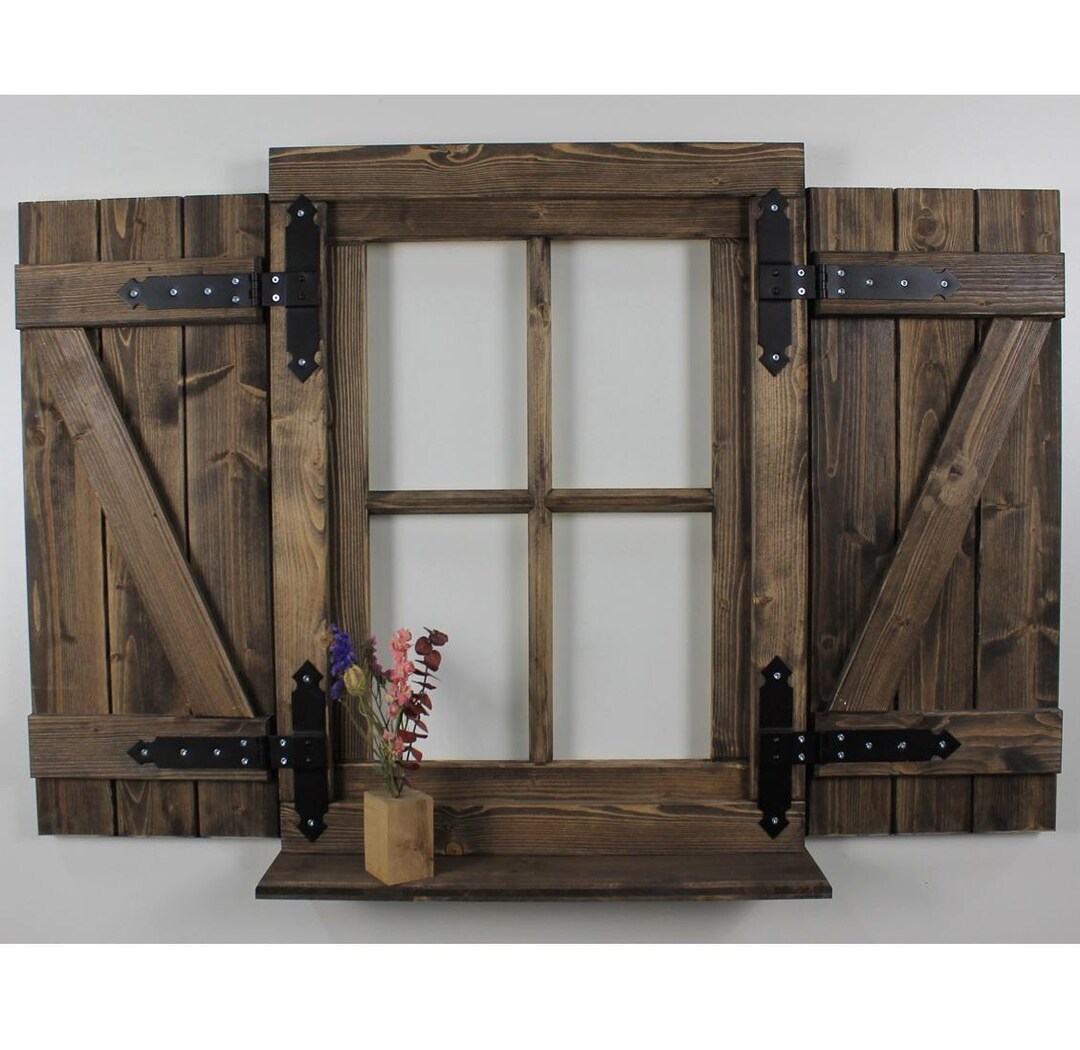 Holzfenster Dekofenster Fensterladen Deko Fenster mit Plexiglasscheibe Dekofenster mit Ablage