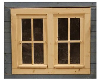 Gartenhausfenster 81x68cm Doppelfenster mit 4mm starken Glasscheiben als Carportfenster Werkstattfenster 4FEDRDR, Fenster, Holzfenster