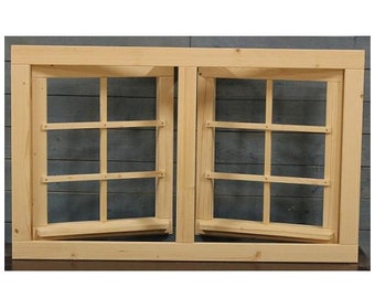 Gartenhausfenster 111x68cm Doppelfenster mit 4mm starken Glasscheiben als Carportfenster Werkstattfenster 6FEDRDR, Fenster, Holzfenster