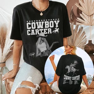 Merchandising del tour Cowboy Carter di Beyoncé 2025, maglietta bifacciale Cowboy Carter Beyoncé Rodeo, maglietta unisex da concerto con grafica retrò, regali per lei