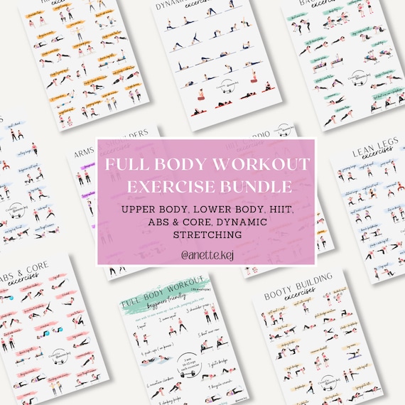 Full Body Workout Exercise Bundle: Illustrated Fitness Guide (Printable)