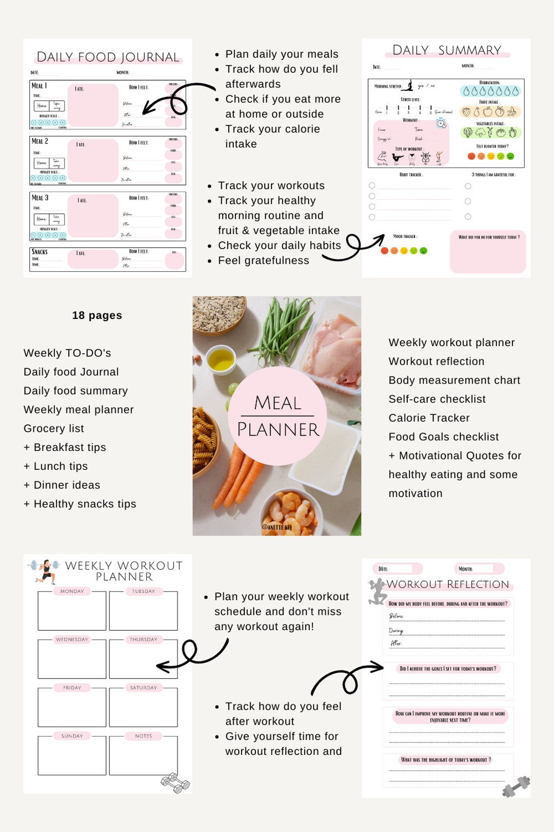MEAL PLANNER / Food Tracker / Daily Summary / Weekly Workout Planner